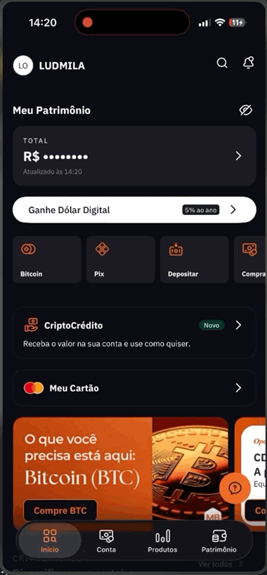 Home do app com o CSAT antigo, um item genérico no fim da página perguntando se a pessoa está gostando do app